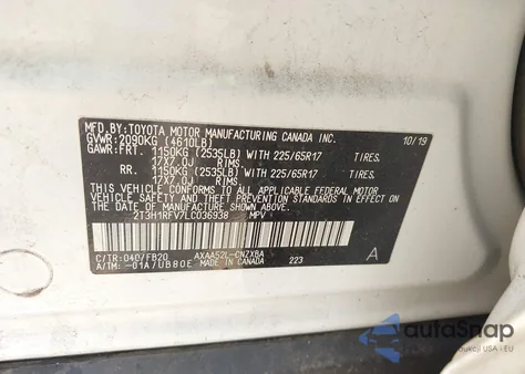2020 Toyota Rav4 Le from USA, damaged, VIN 2T3H1RFV7LC036938
